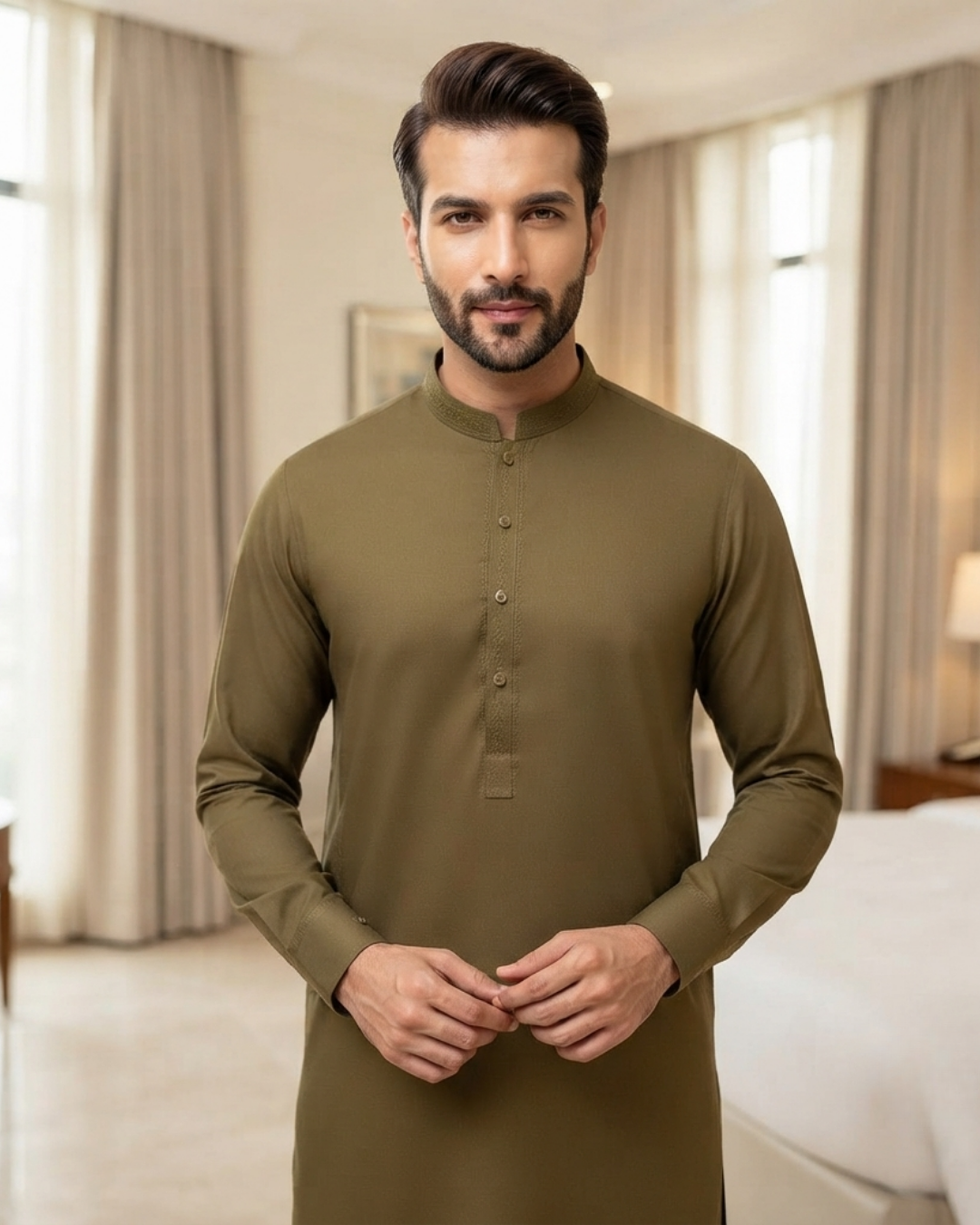Men's Suit Antique Gold Koh e Toor Wash & Wear Unstitched