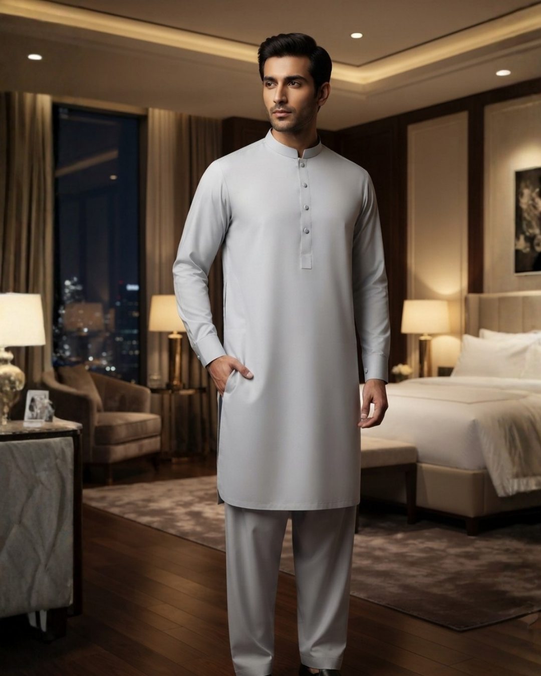 Men's Suit Ice Grey Koh e Toor Wash & Wear Unstitched