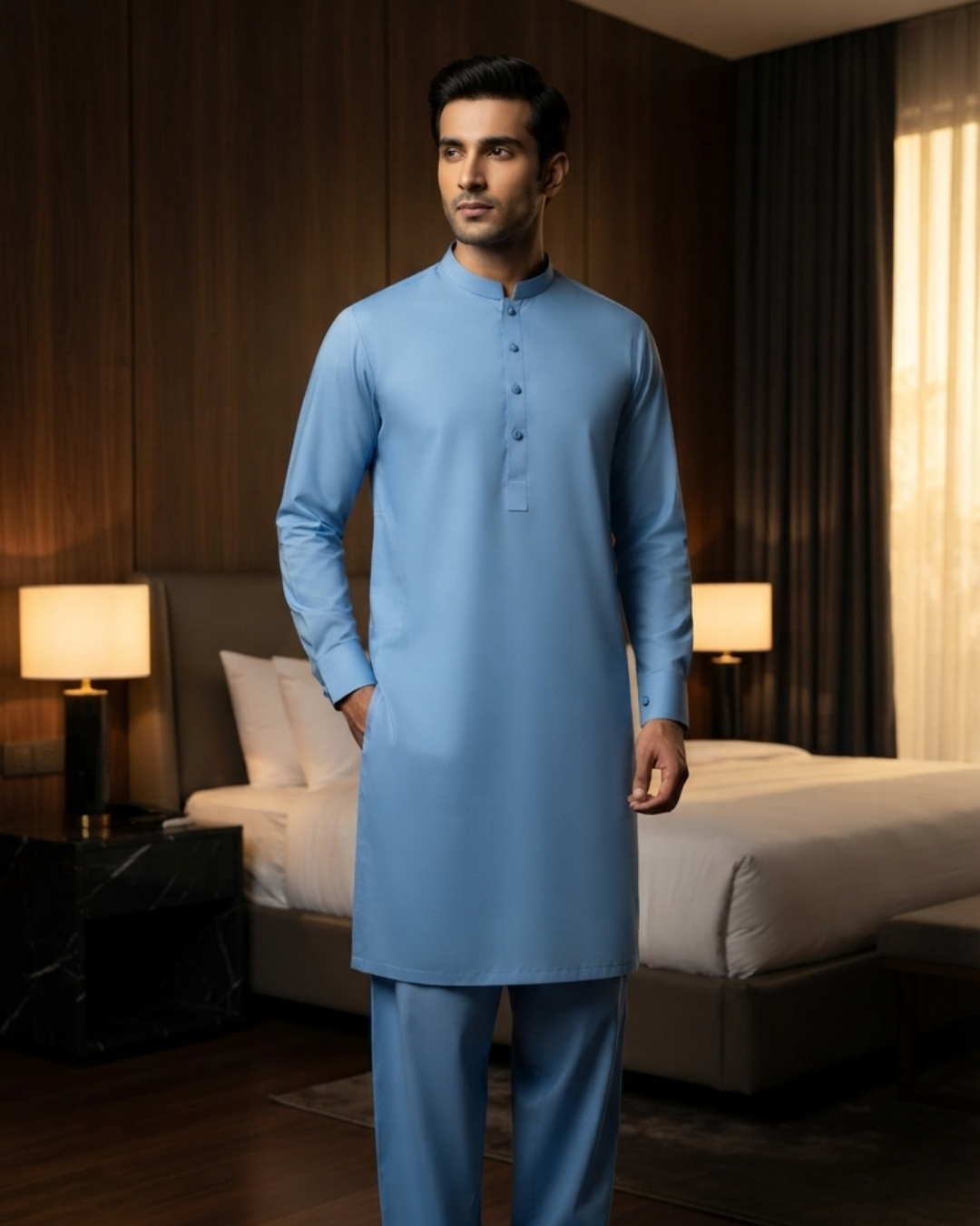 Men's Suit Sky Blue Koh e Toor Wash & Wear Unstitched