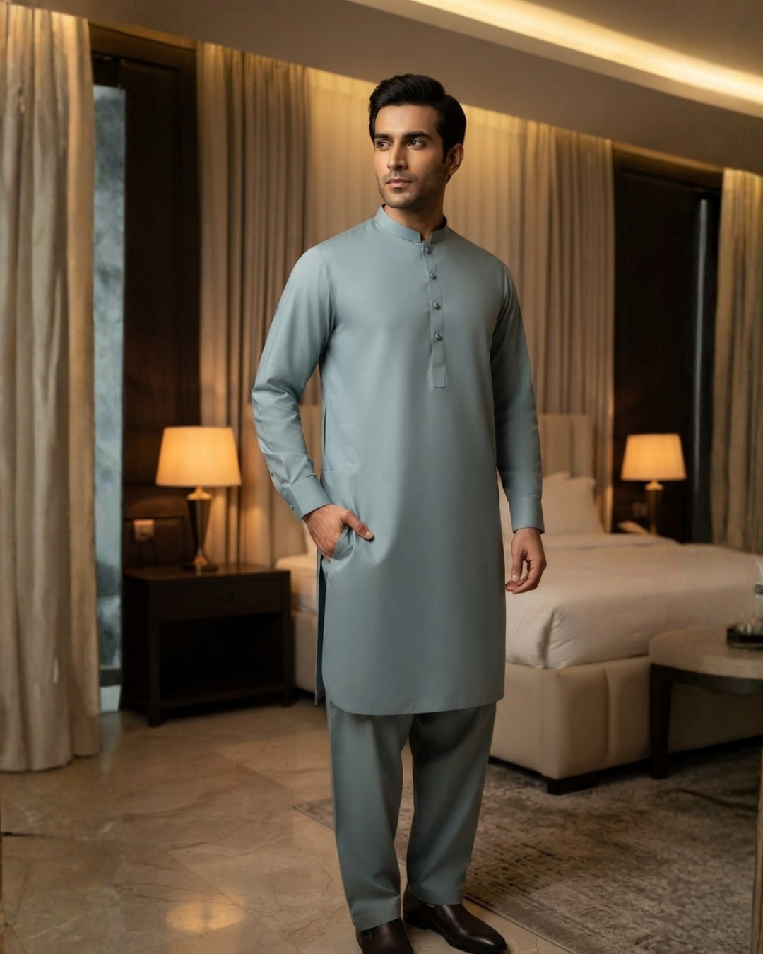 Men's Suit Aqua Mist Koh e Toor Wash & Wear Unstitched
