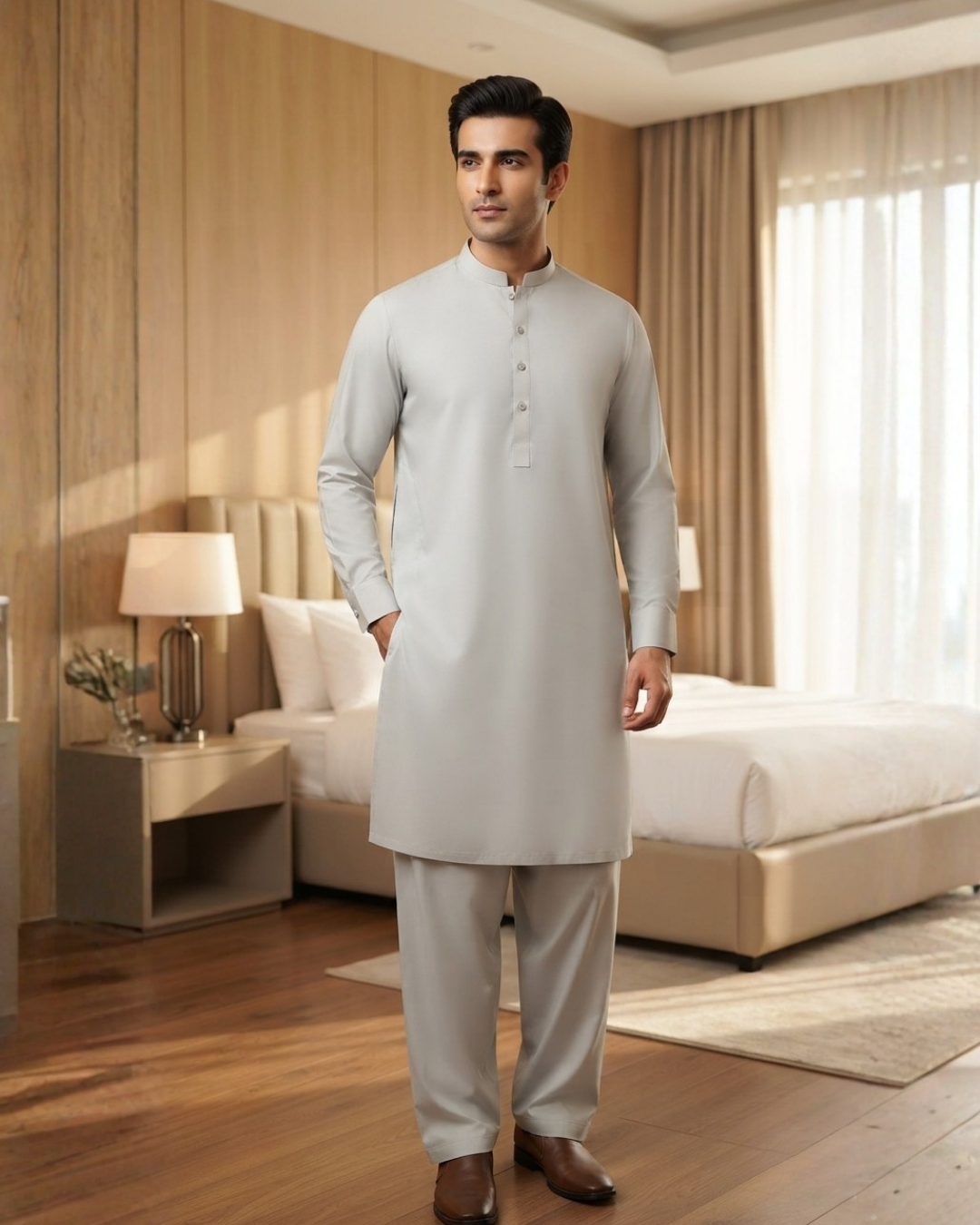 Men's Suit Crystal White Koh e Toor Wash & Wear Unstitched