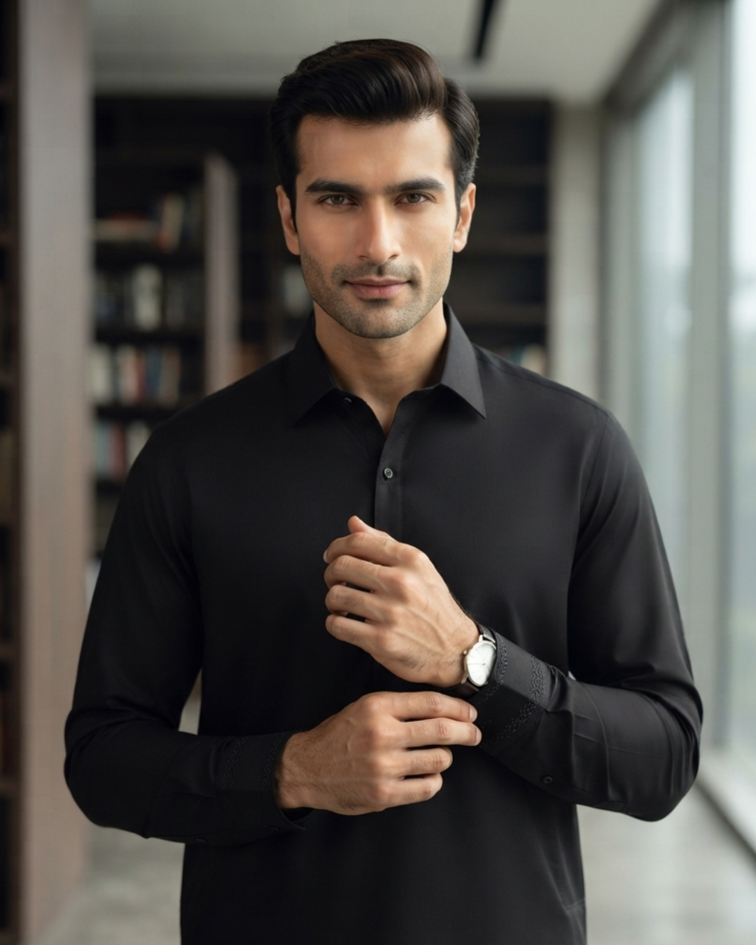 Men's Suit Premium Black Wash & Wear Unstitched