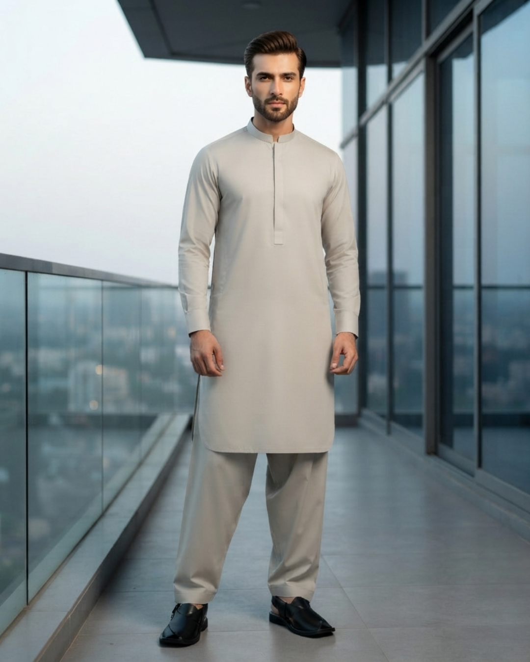 Men's Suit Ivory Cream Royal Swiss Wash & Wear Unstitched