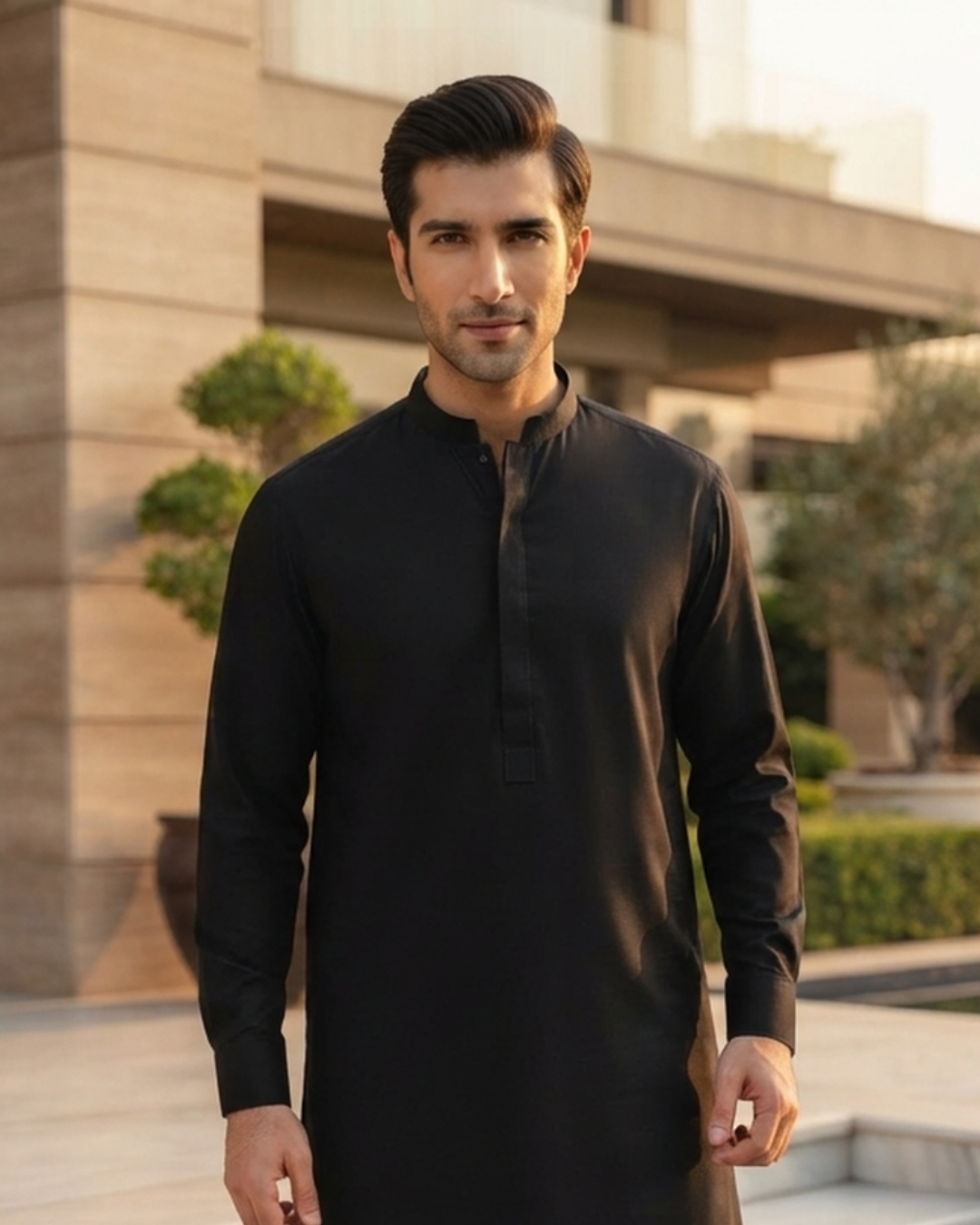 Men's Suit Jet Black Torino Cotton Unstitched