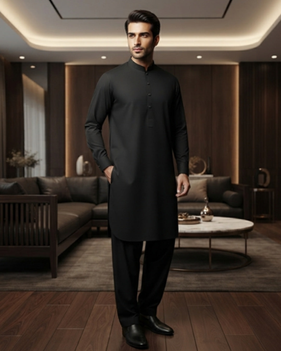 Men's Suit Jet Black Milano Boski Unstitched