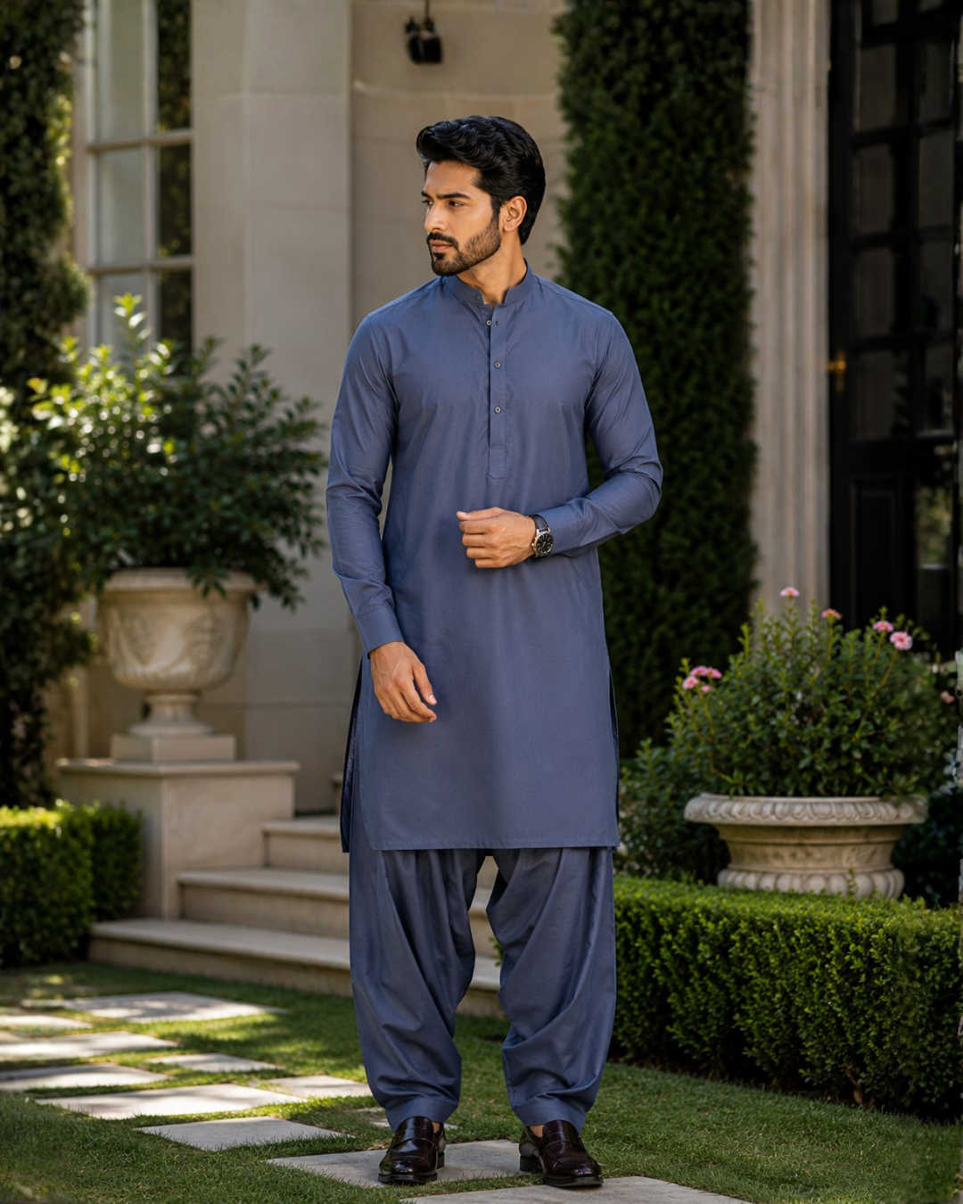 Men's Suit Steel Blue MVS Winter Parker Unstitched