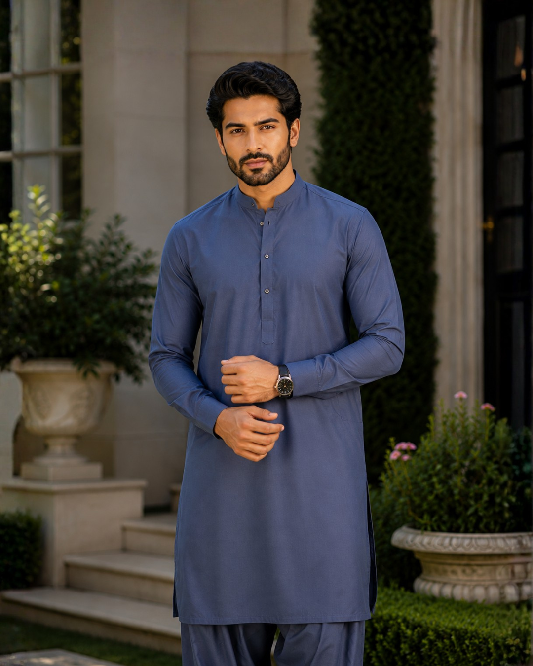 Men's Suit Steel Blue MVS Winter Parker Unstitched