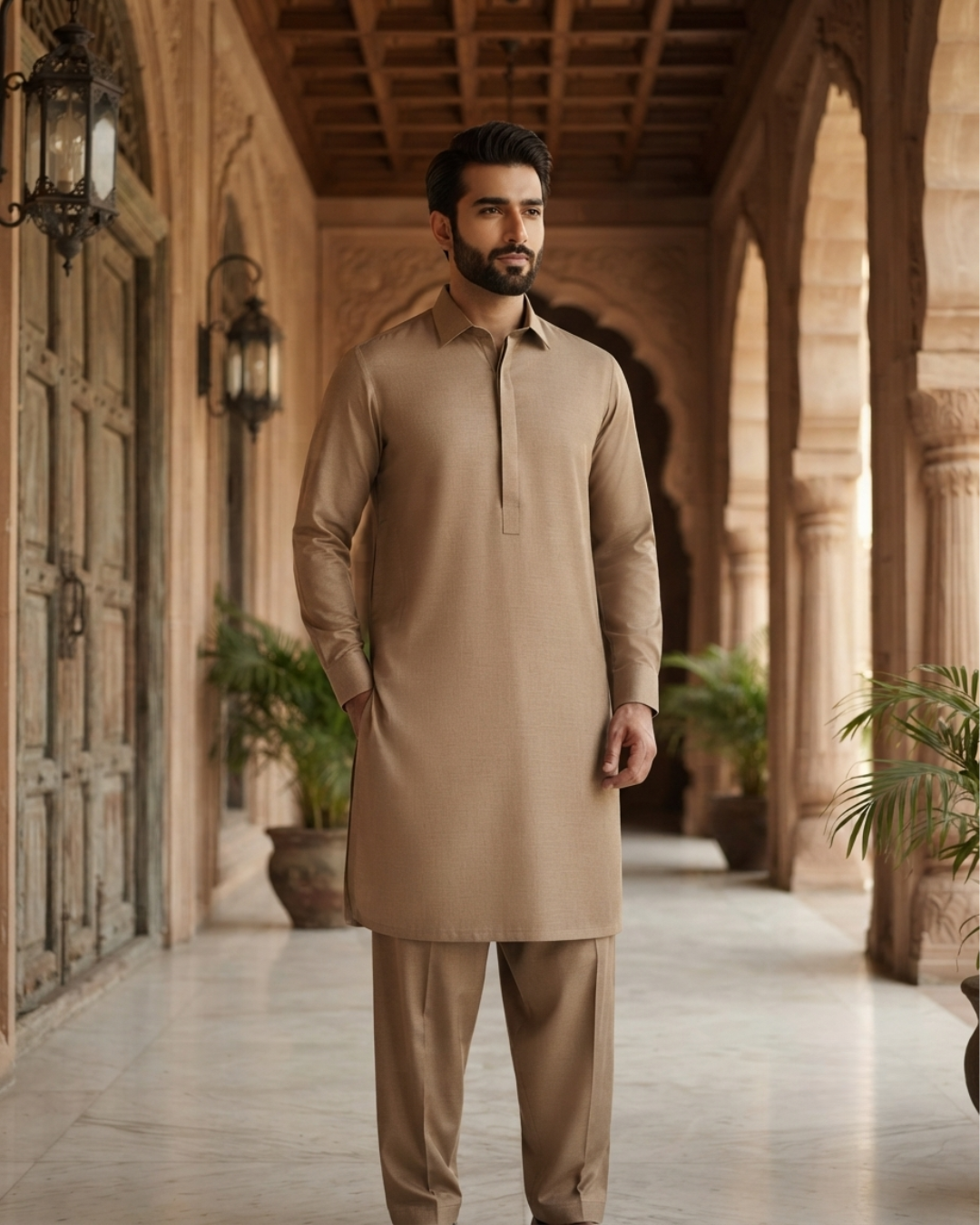 Men's Suit Taupe Brown MVS Winter Parker Unstitched
