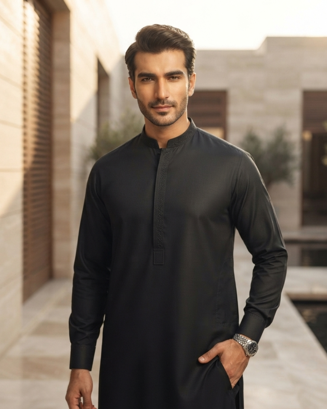 Men's Suit Normal Black Wash & Wear Unstitched