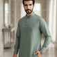 Men's Suit Sage Green Royal Swiss Wash & Wear Unstitched
