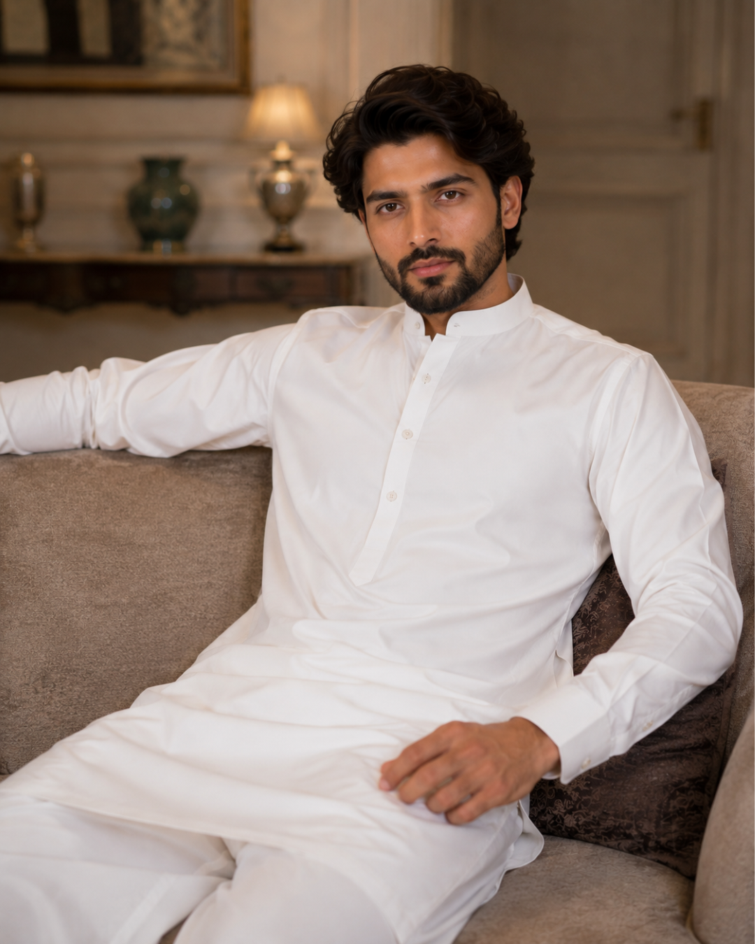 Men's Suit Half White Signature Boski Unstitched