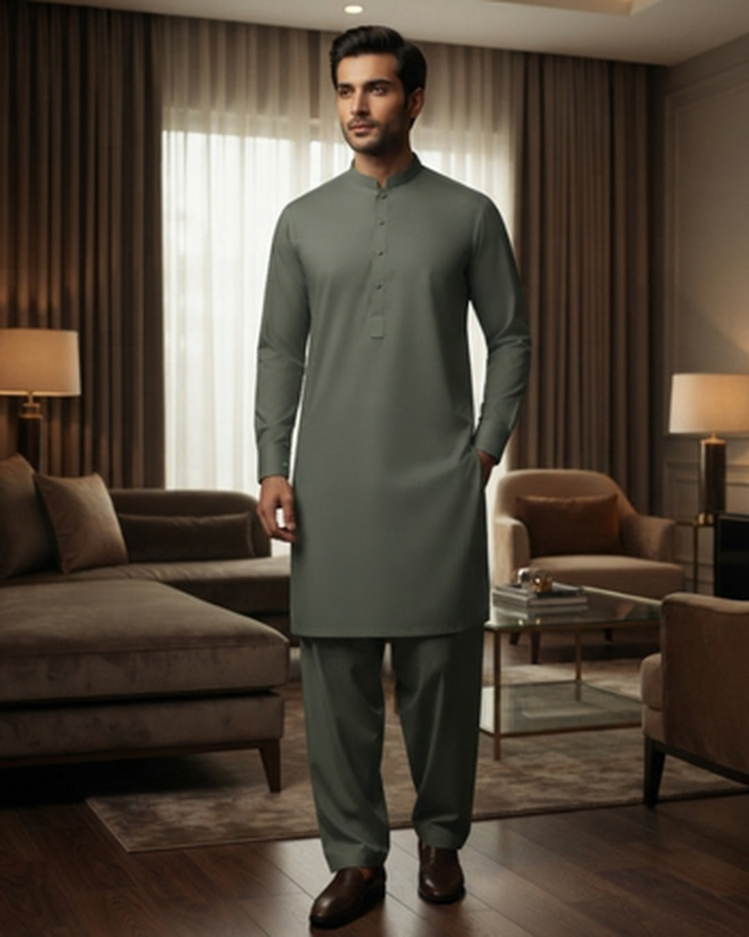 Men's Suit Army Green Milano Boski Unstitched
