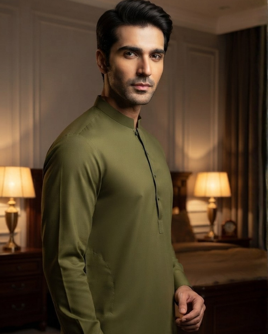 Men's Suit Moss Green Koh e Toor Wash & Wear Unstitched