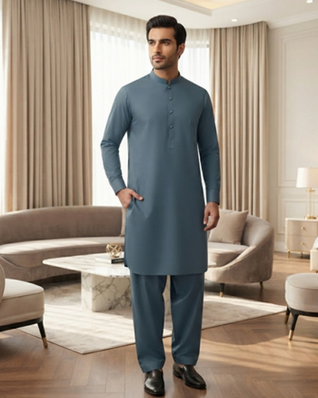 Men's Suit Teal Blue Milano Boski Unstitched