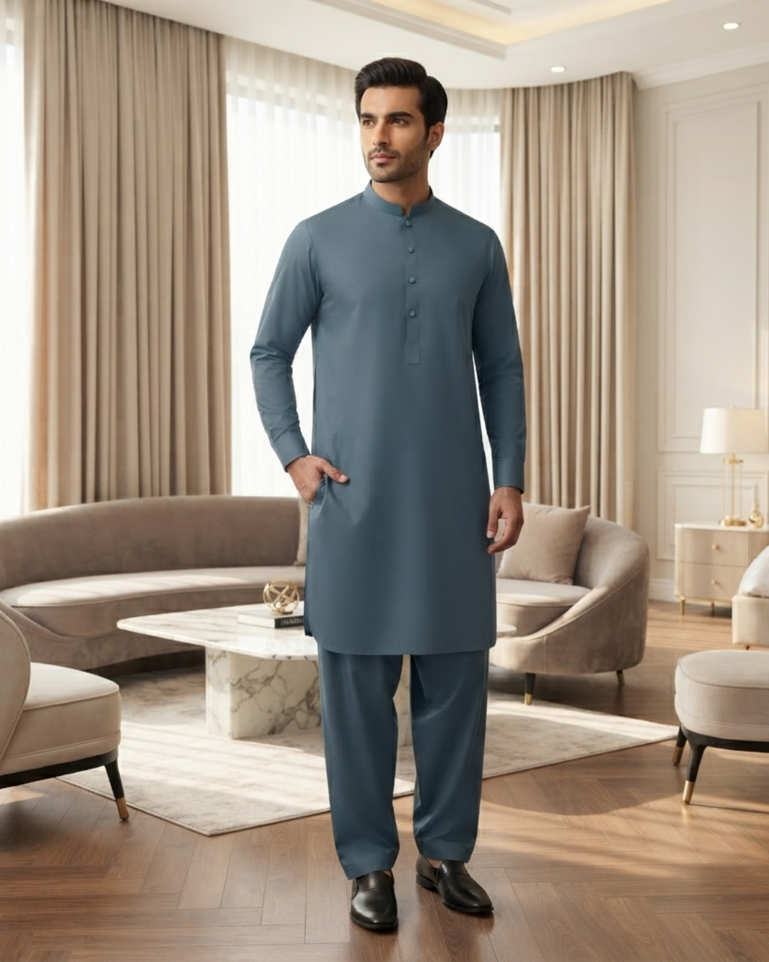 Men's Suit Teal Blue Milano Boski Unstitched