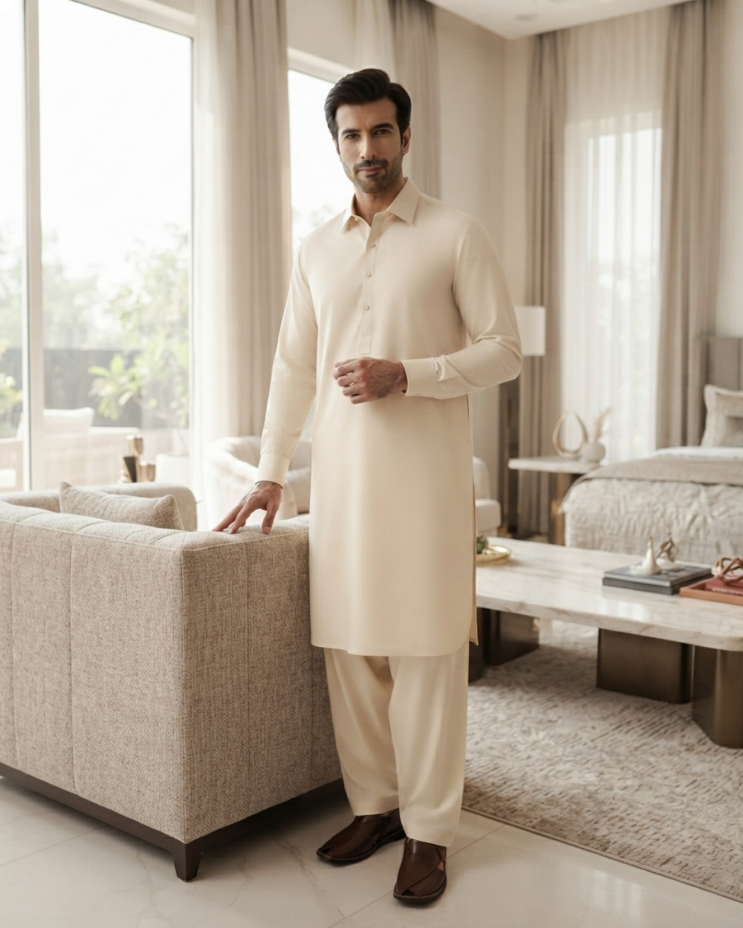 Men's Suit Cream Milano Boski Unstitched