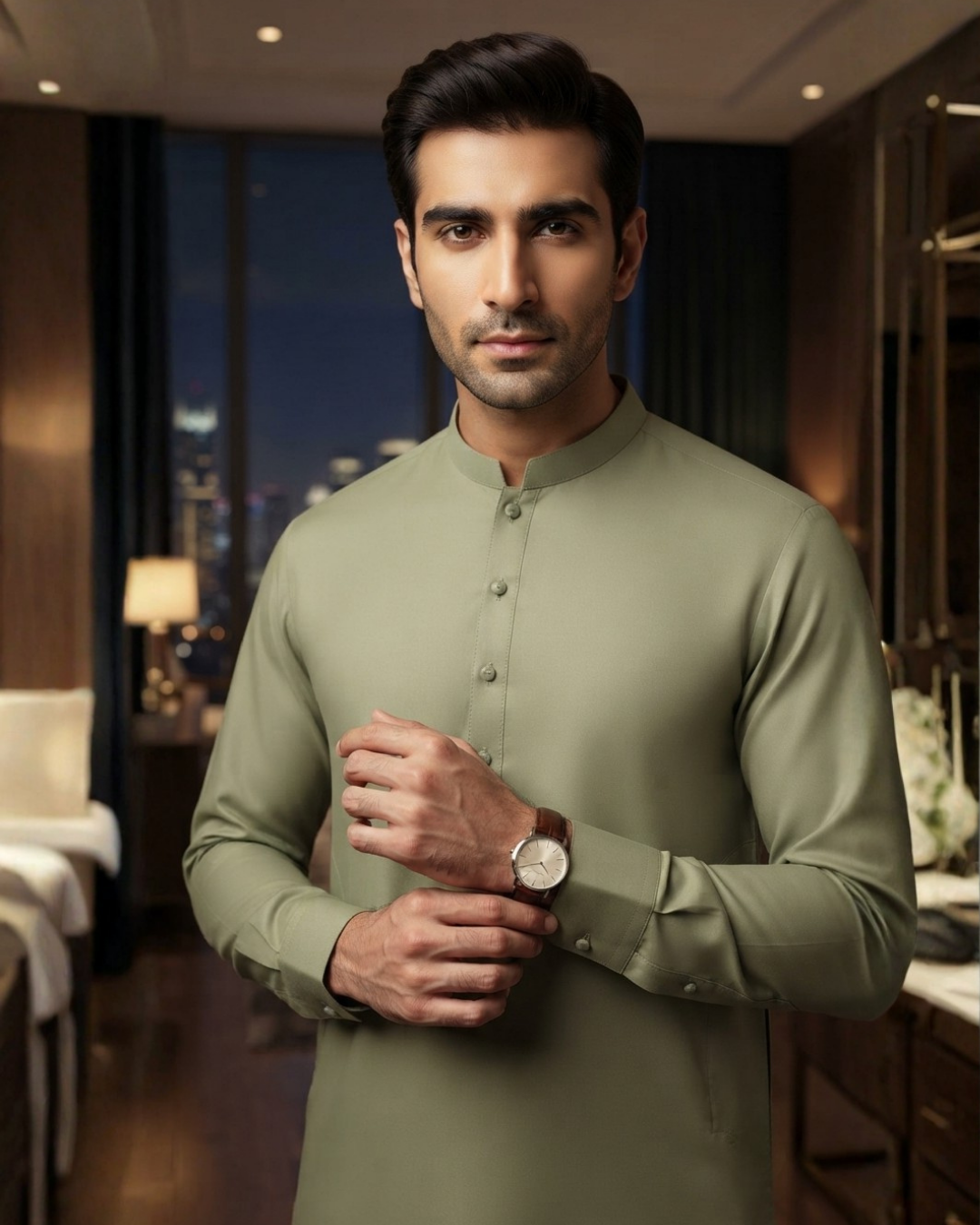 Men's Suit Khaki Beige Koh e Toor Wash & Wear Unstitched