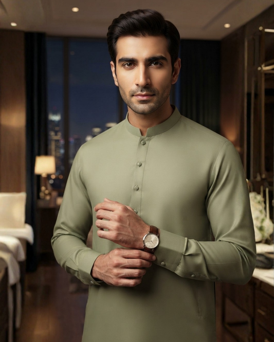 Men's Suit Khaki Beige Koh e Toor Wash & Wear Unstitched