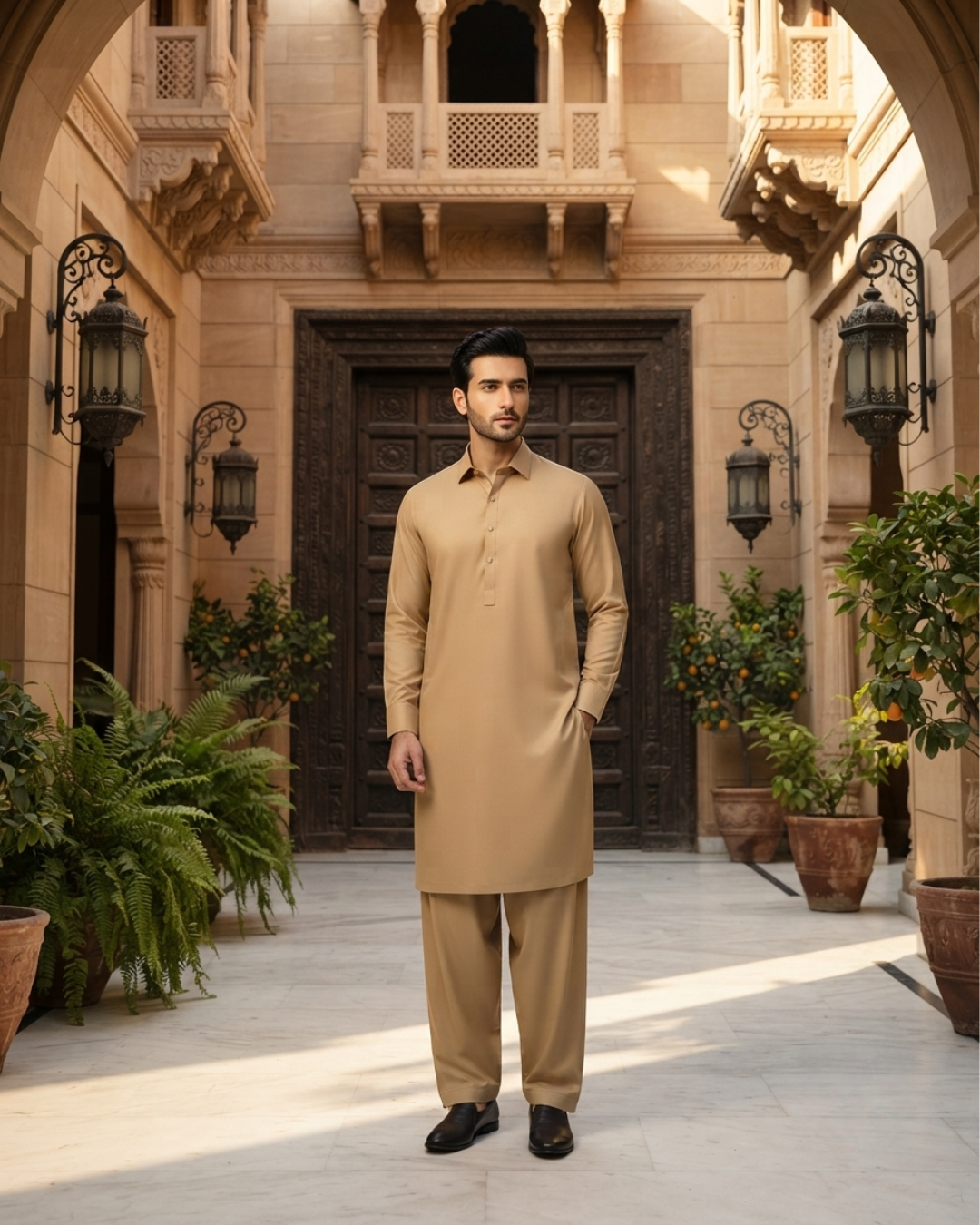 Men's Suit Camel Brown MVS Winter Parker Unstitched