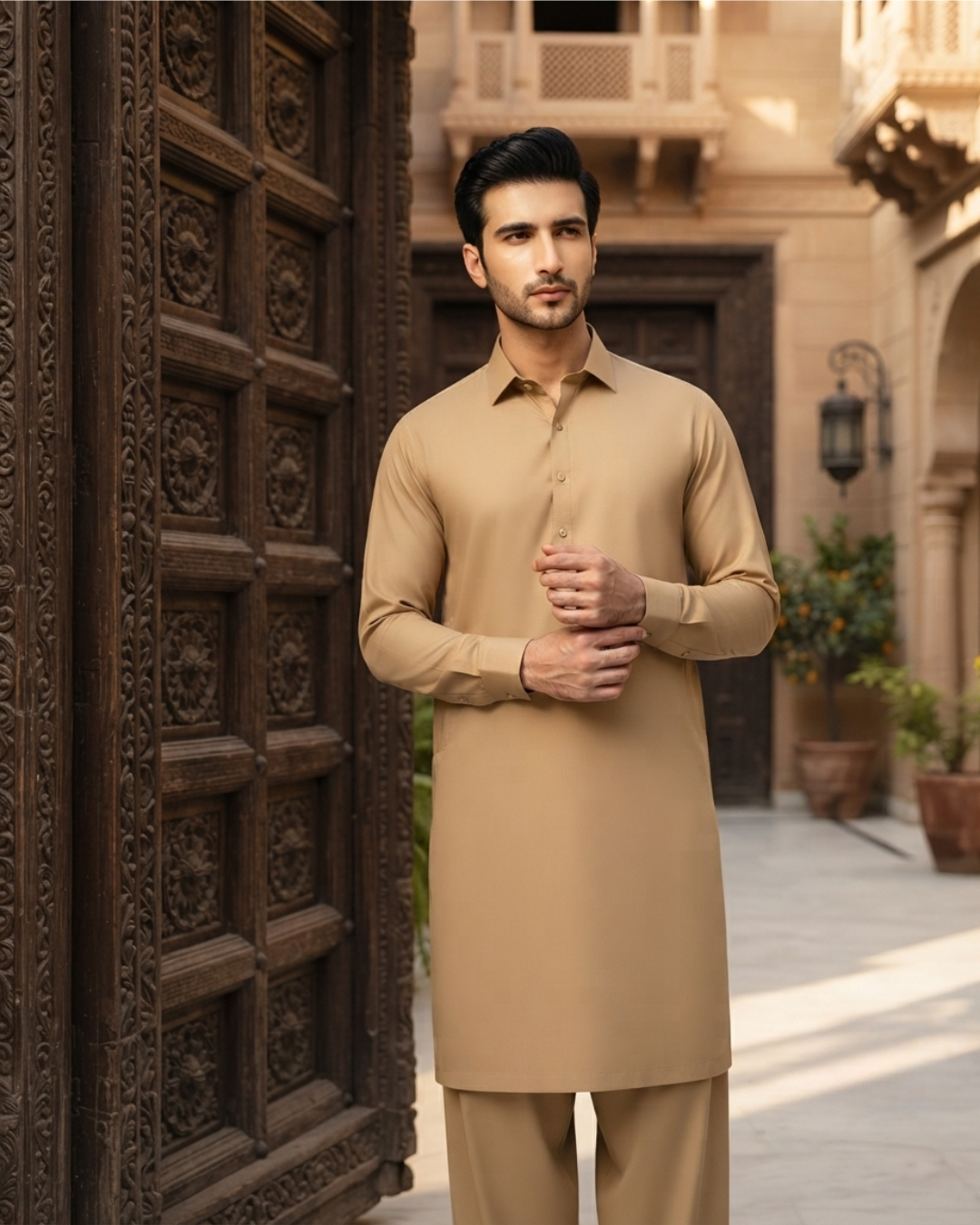 Men's Suit Camel Brown MVS Winter Parker Unstitched