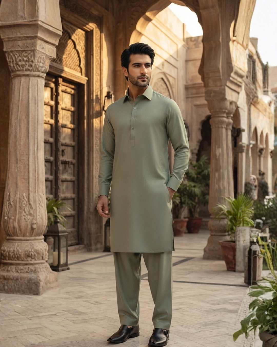Men's Suit Ivory Mint MVS Winter Parker Unstitched