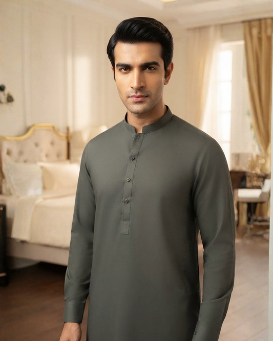 Men's Suit Charcoal Grey Koh e Toor Wash & Wear Unstitched