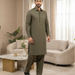 Men's Suit Olive Grey Royal Swiss Wash & Wear Unstitched