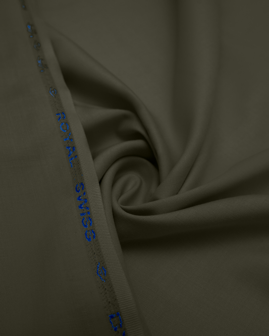 Men's Suit Olive Grey Royal Swiss Wash & Wear Unstitched