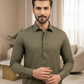 Men's Suit Olive Grey Royal Swiss Wash & Wear Unstitched
