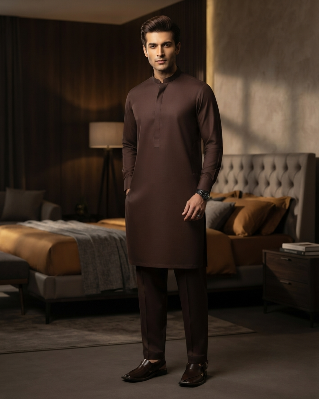 Men's Suit Chocolate Brown Milano Boski Unstitched