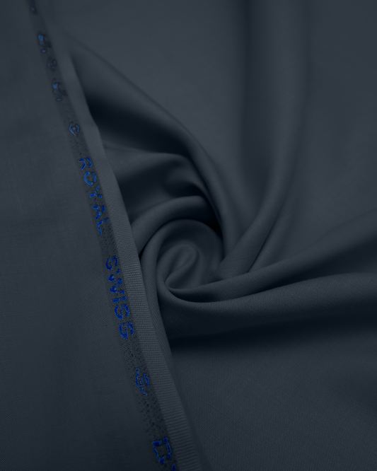 Men's Suit Slate Blue Royal Swiss Wash & Wear Unstitched