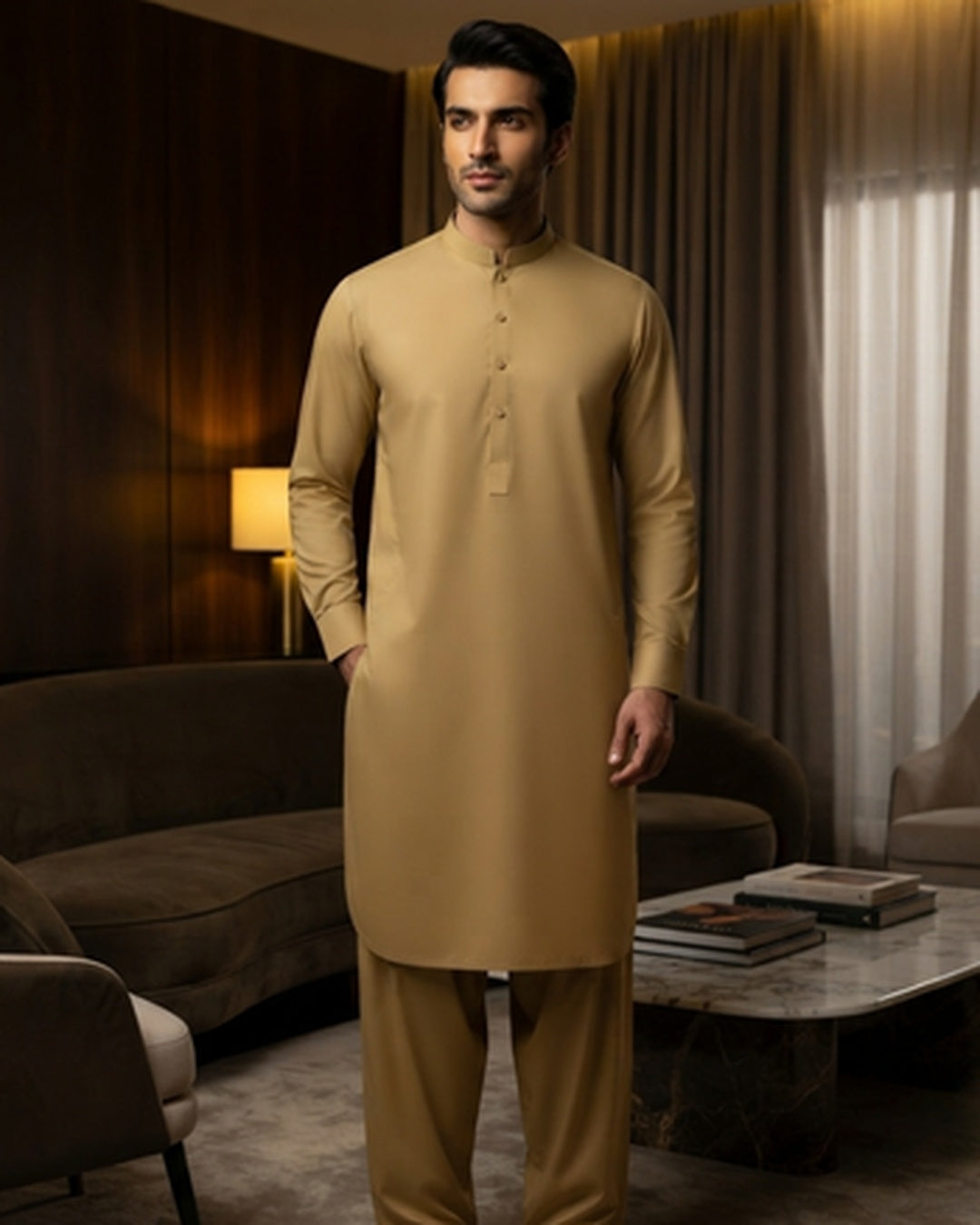 Men's Suit Mustard Gold Milano Boski Unstitched