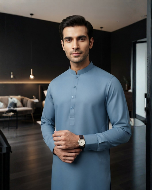 Men's Suit Denim Blue Koh e Toor Wash & Wear Unstitched