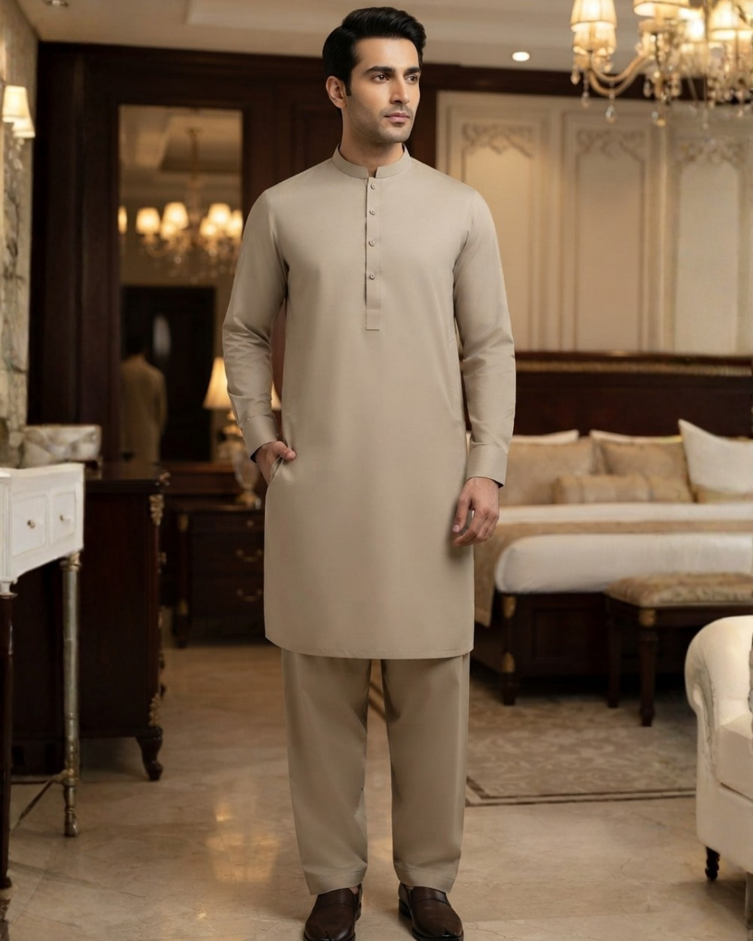 Men's Suit Sand Beige Milano Boski Unstitched