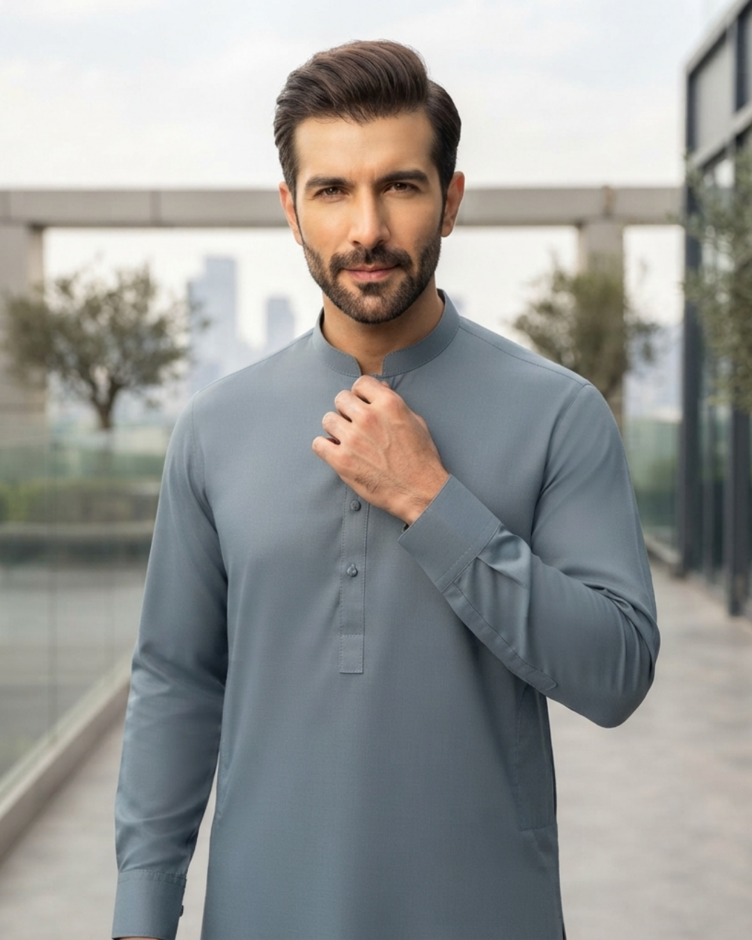 Men's Suit Steel Grey Royal Swiss Wash & Wear Unstitched