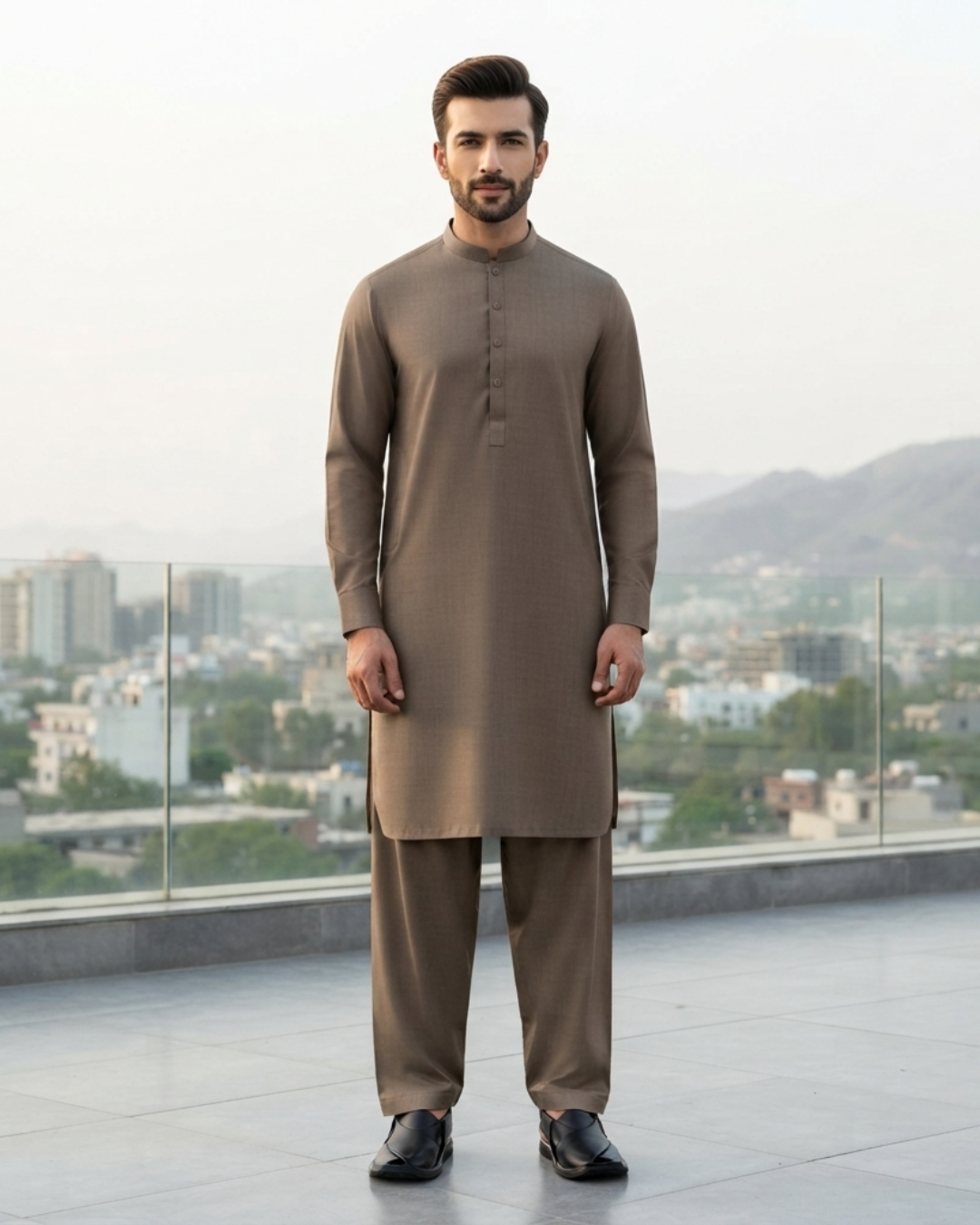 Men's Suit Stone Grey Royal Swiss Wash & Wear Unstitched