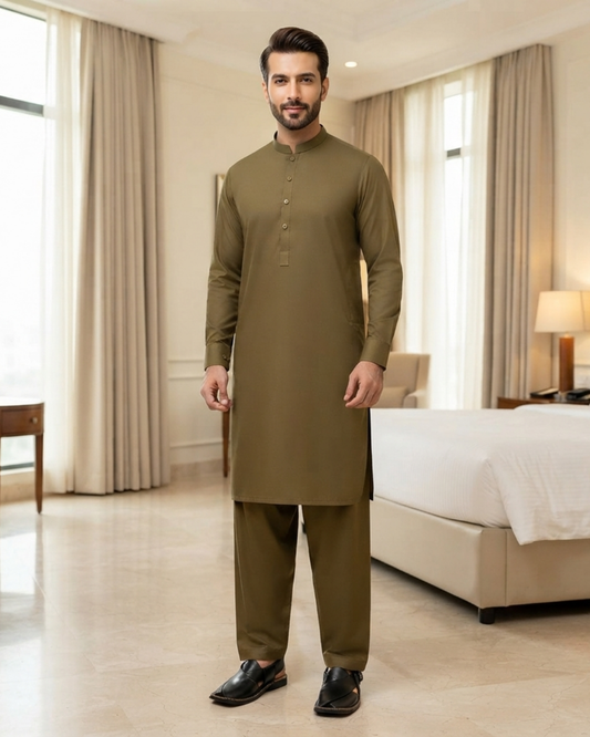 Men's Suit Antique Gold Koh e Toor Wash & Wear Unstitched
