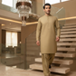 Men's Suit Olive Khaki Royal Swiss Wash & Wear Unstitched