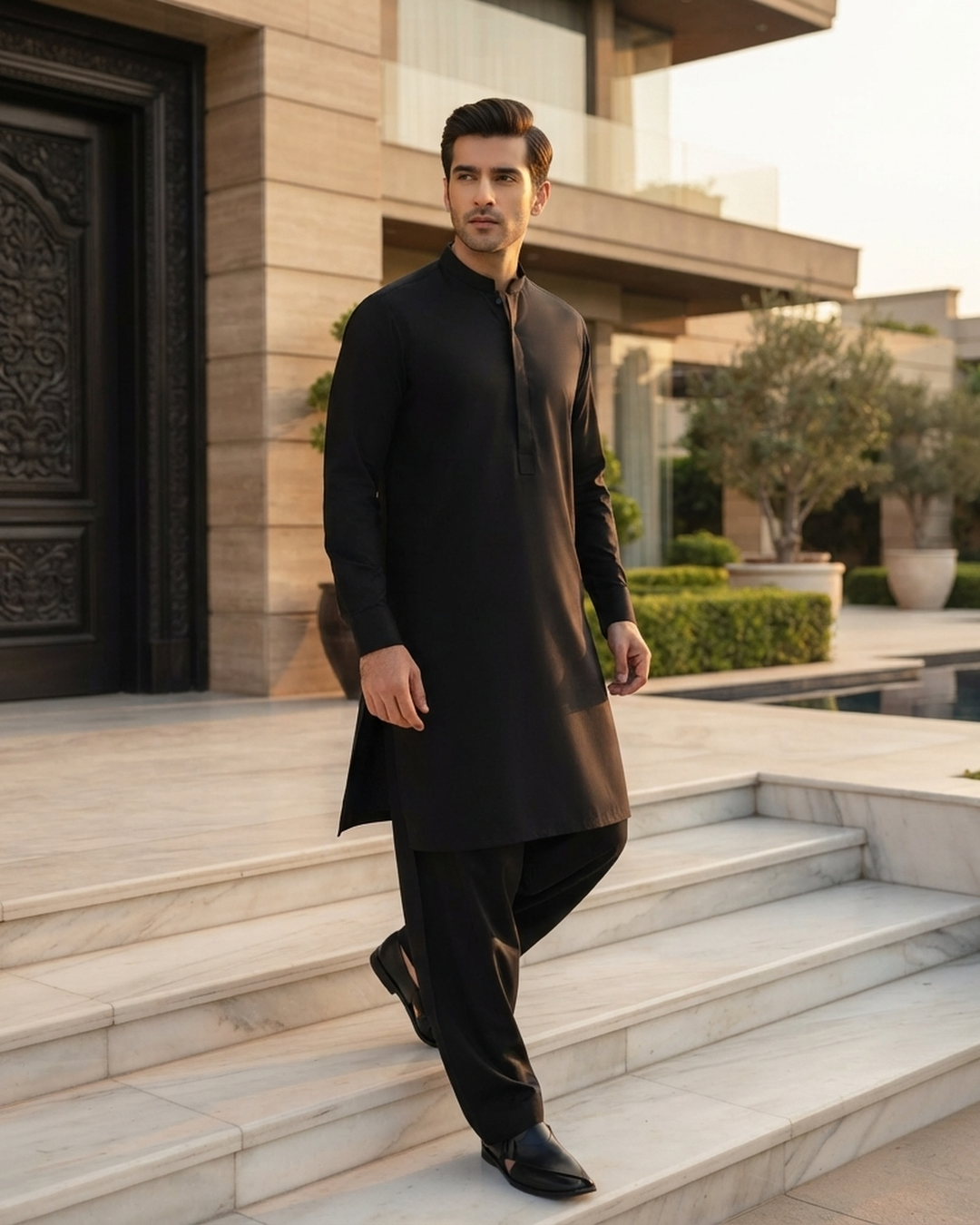 Men's Suit Jet Black Torino Cotton Unstitched