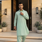 Men's Suit Mint Green Torino Cotton Unstitched