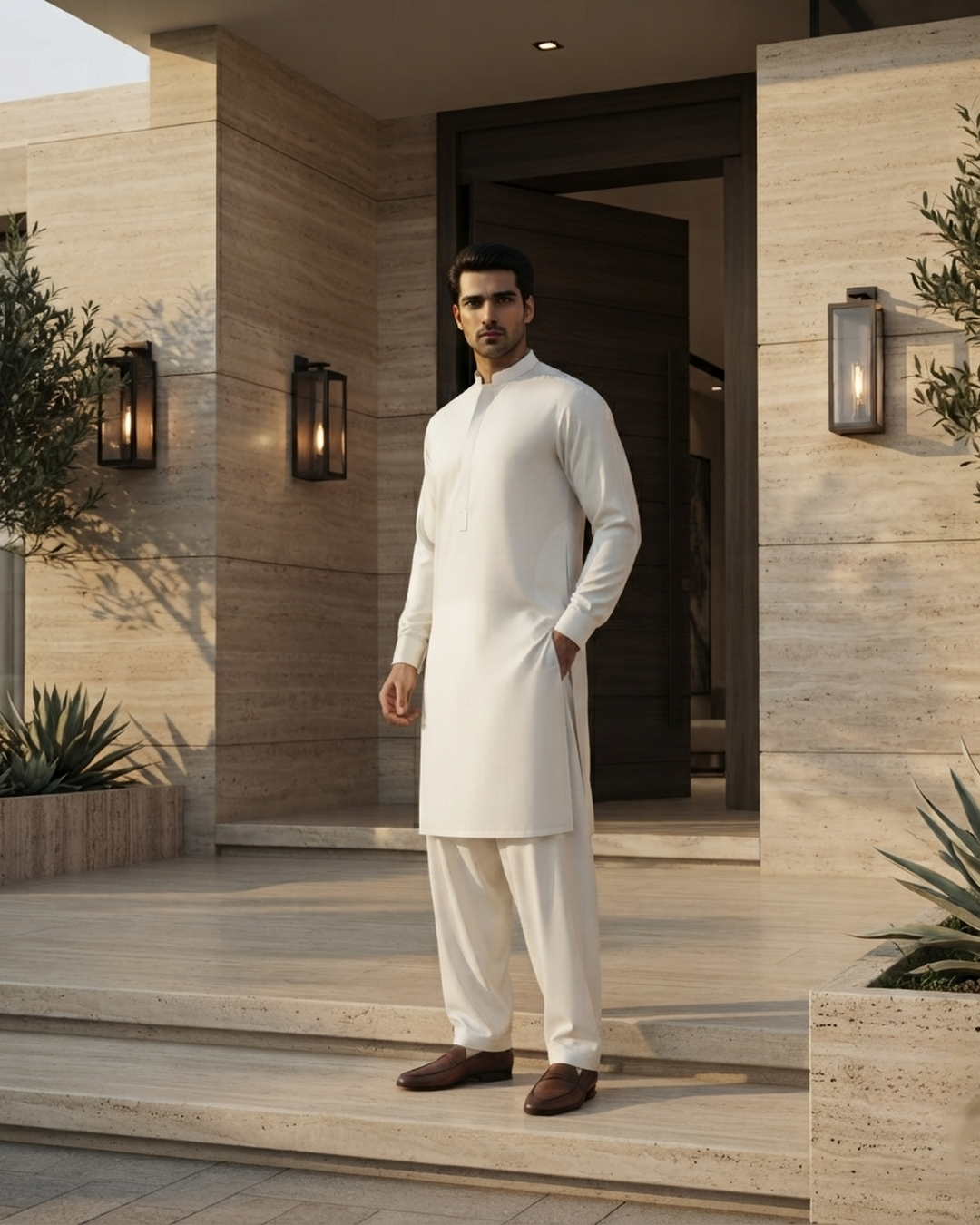 Men's Suit Pearl White Torino Cotton Unstitched