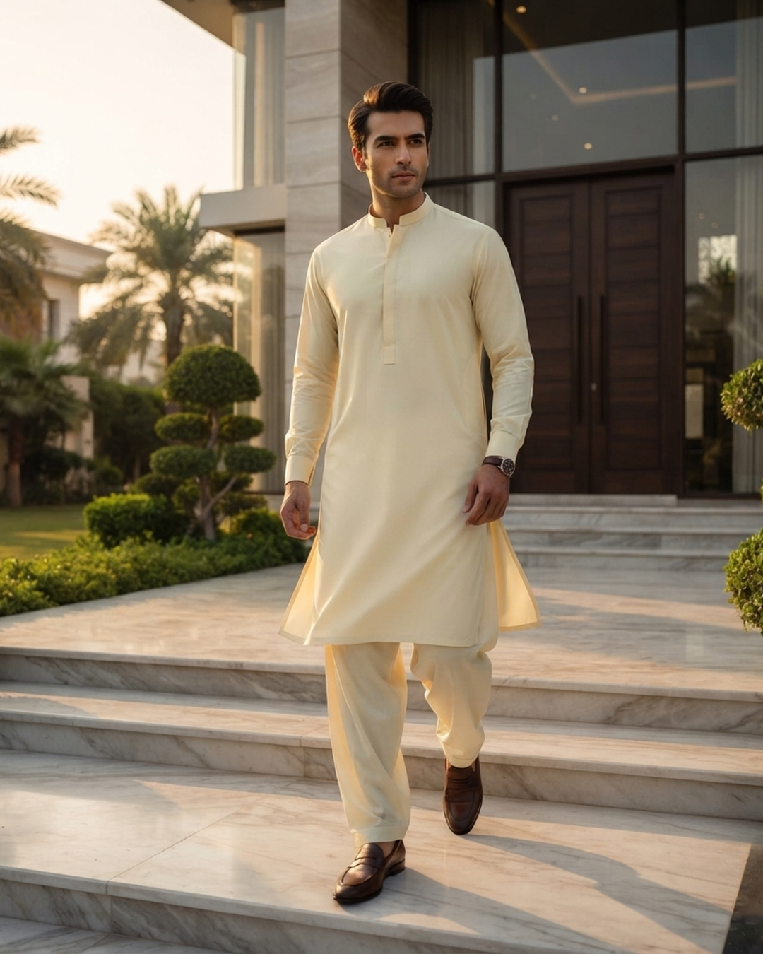 Men's Suit Vanilla Cream Torino Cotton Unstitched